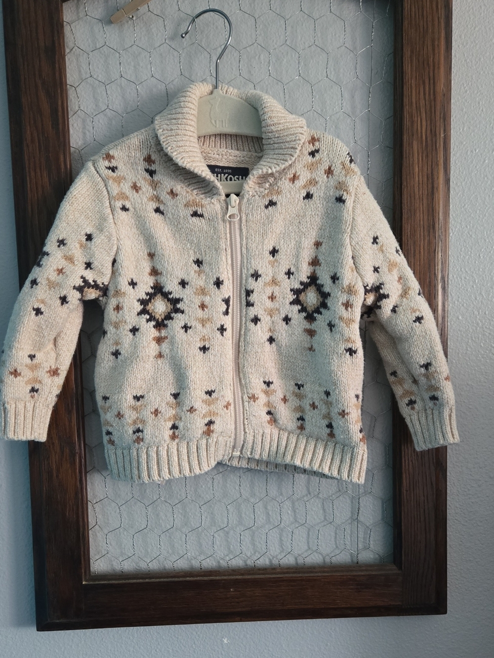 OshKosh Cream Fair Isle Zip Cardigan Sweater for Kids by OshKosh